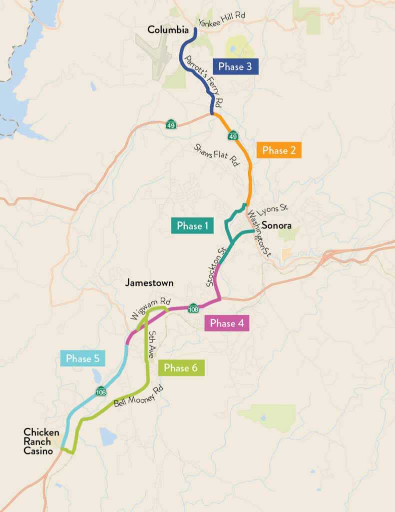project map showing all 6 phases